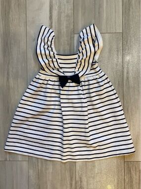 Janie and Jack Nautical Striped Navy and White Flutter Ruffle Dress girls 5